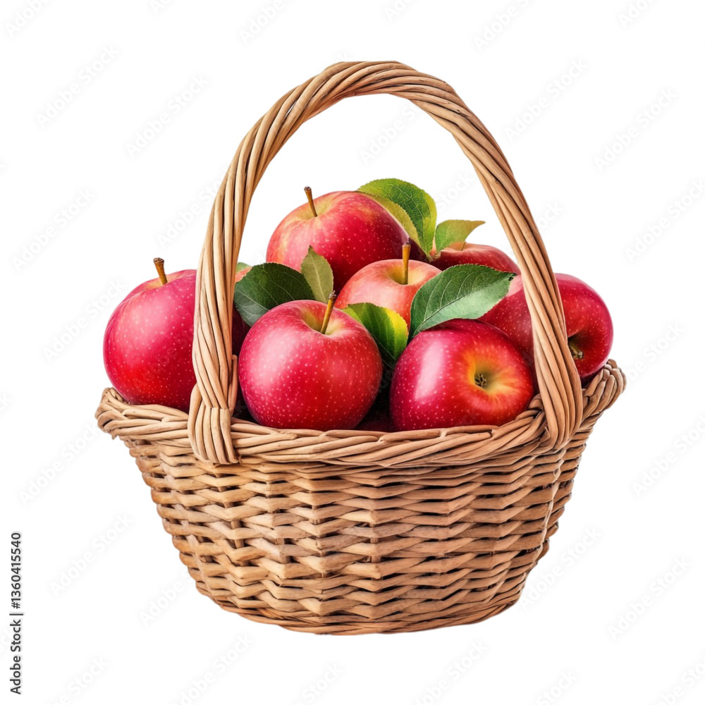 Red apples in a wicker basket autumn harvest bounty Red apples in a wicker basket autumn harvest bounty