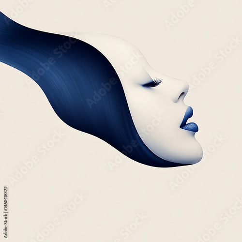 Serene Blue Hair Woman Profile.