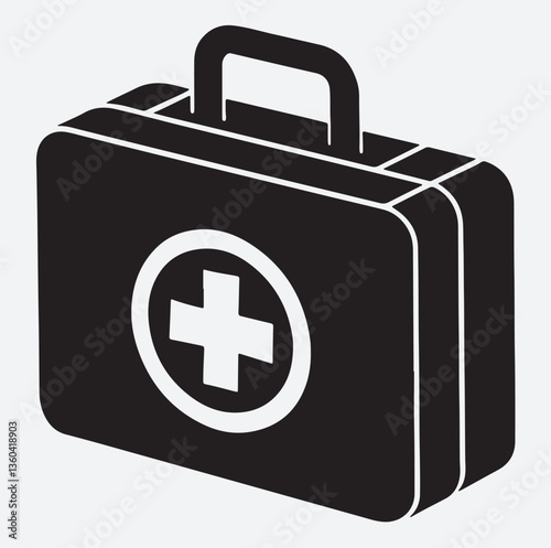 first aid box silhouette vector art illustration, first aid kit icon
