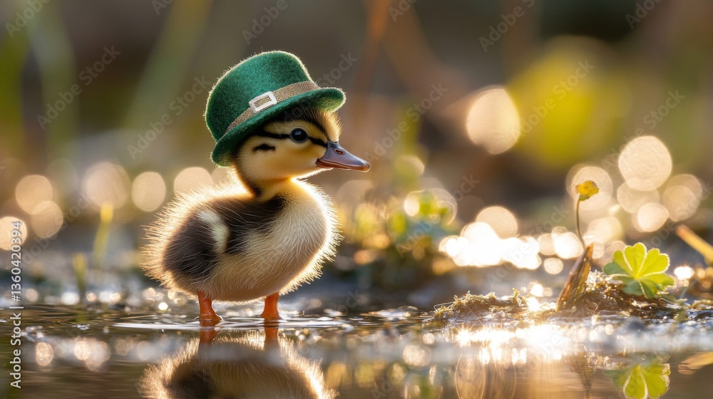 Adorable Duckling Wearing a Green Leprechaun Hat Adorable Duckling Wearing a Green Leprechaun Hat