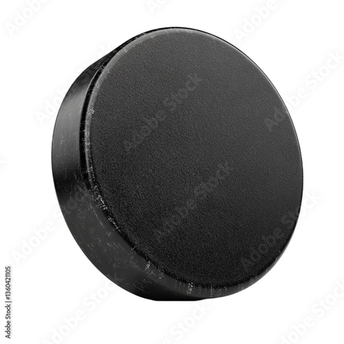 Worn Black Hockey Puck Ice Hockey Sport Equipment Game Play, photo