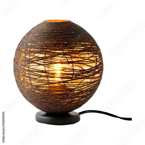 Elegant Round Woven Table Lamp with Warm Ambient Light
