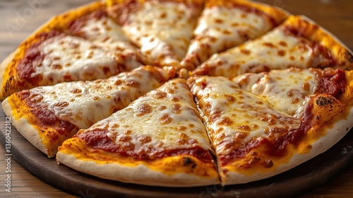 Wallpaper Mural Delicious pizza freshly baked with cheese, sauce, toppings, crust, and slices served on wooden board at local pizzeria Torontodigital.ca