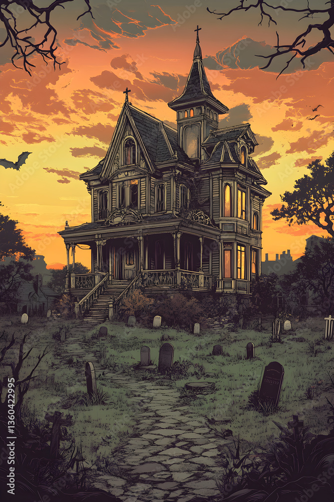 Obraz premium A Haunting Halloween. AI generative.