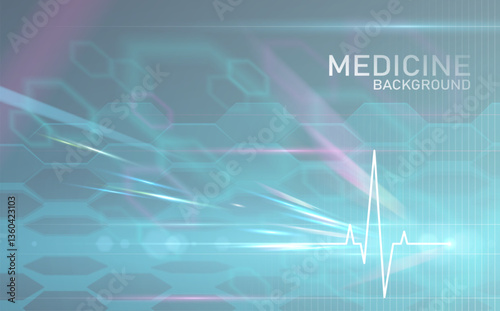 Medicine background with heart line and light effects