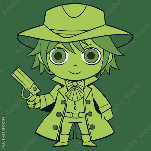 A funny 3D cartoon boy explorer with a green leprechaun hat