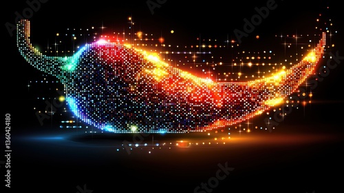 A whimsical illustration featuring a miniature, pixelated red chili pepper, its fiery form outlined in vibrant black, ready to add a touch of spice to any digital creation. 