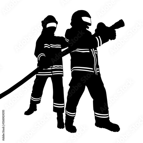 Firefighters silhouette vector image