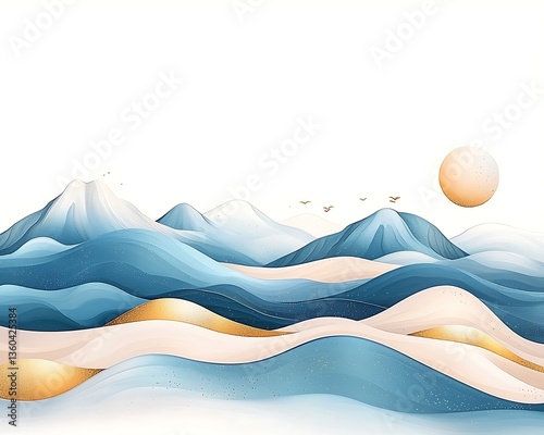 Serene Blue Mountains for Sunrise Scene.