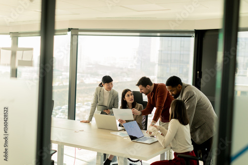 Team collaborates in modern...