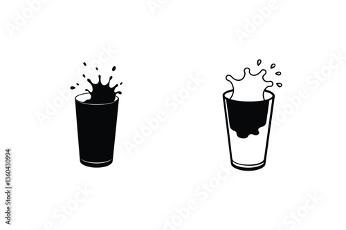 Splashing Drink Icons Glass, Liquid, Beverage, Refreshment, Splashes