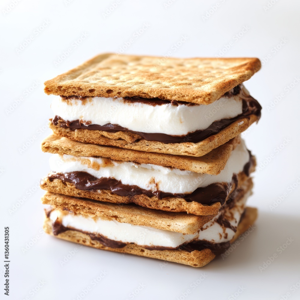 Four layers of buttery s'mores crafted with graham crackers, rich chocolate, and fluffy marshmallow create a tempting treat ideal for any sweet craving or gathering Four layers of buttery s'mores crafted with graham crackers, rich chocolate, and fluffy marshmallow create a tempting treat ideal for any sweet craving or gathering