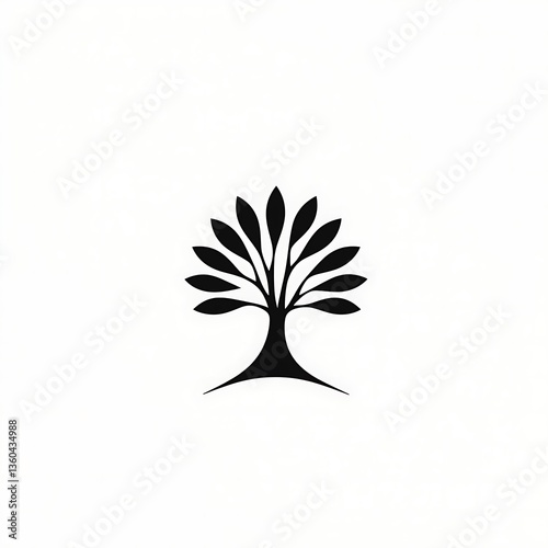 Stylized black tree with leaves logo representing nature and growth