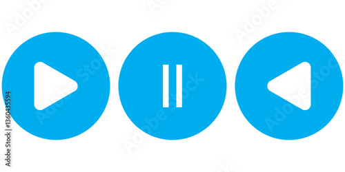 Play and pause icon symbol set. Simple flat shape button. Web and phone application audio or video control buttons. Black silhouette isolated on white background. Vector illustration image