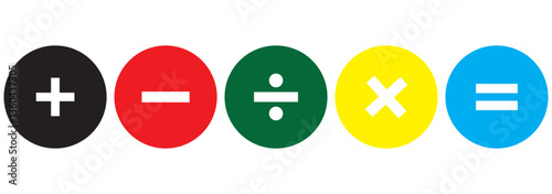 Math icon. Calculator plus minus divide multiply signs collection. Math calculate signs. EPS 10