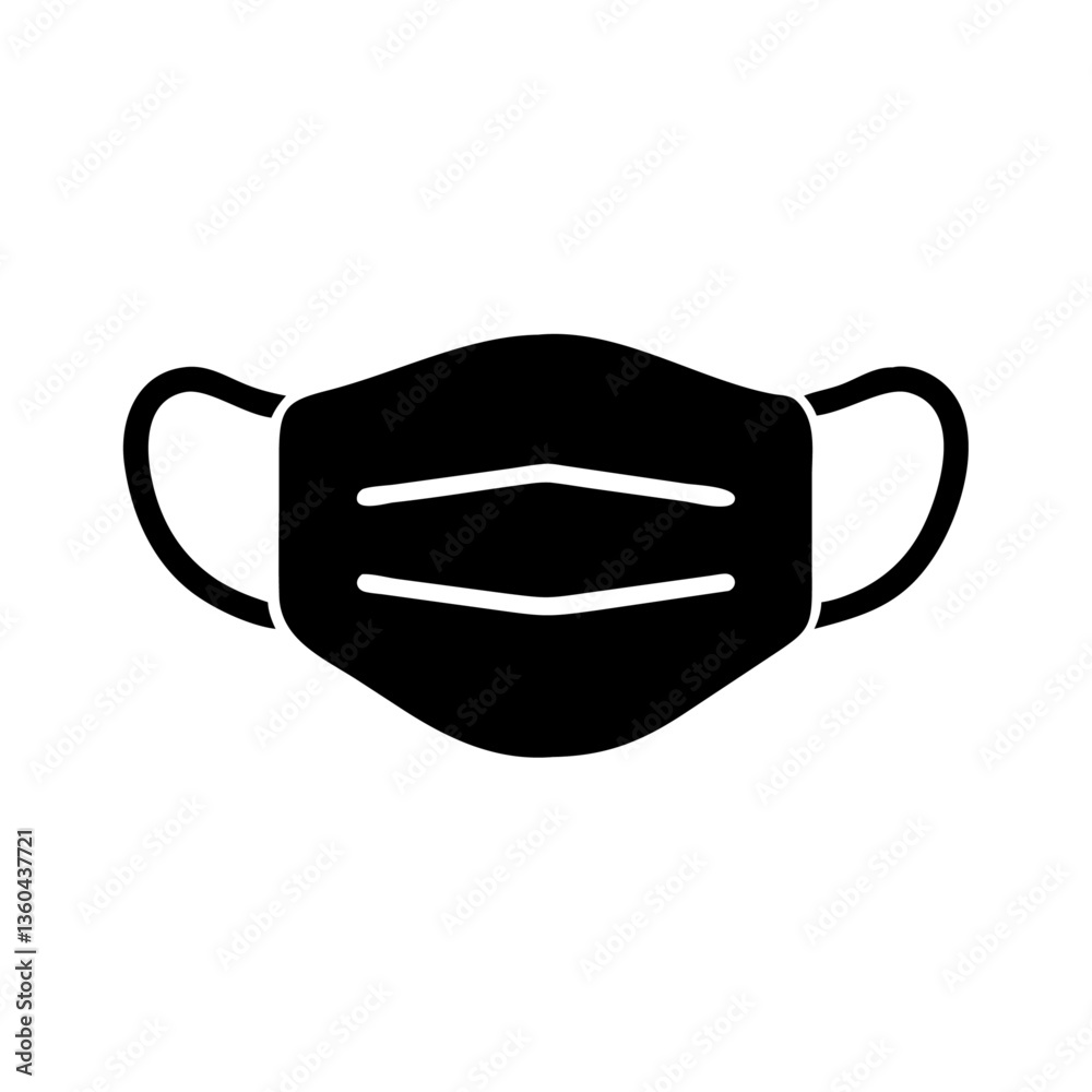 Classic Surgical Face Mask Silhouette with Ear Loops Ideal for Health and Medical Designs Classic Surgical Face Mask Silhouette with Ear Loops Ideal for Health and Medical Designs