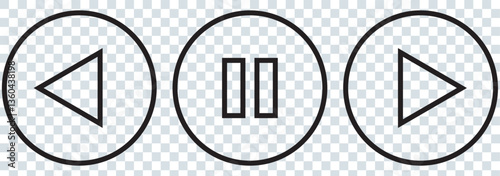 Play and pause buttons - vector icon illustration design. Video Audio Player. Player Button set icon symbol – vector. Play and pause vector button black icons isolated on transparent