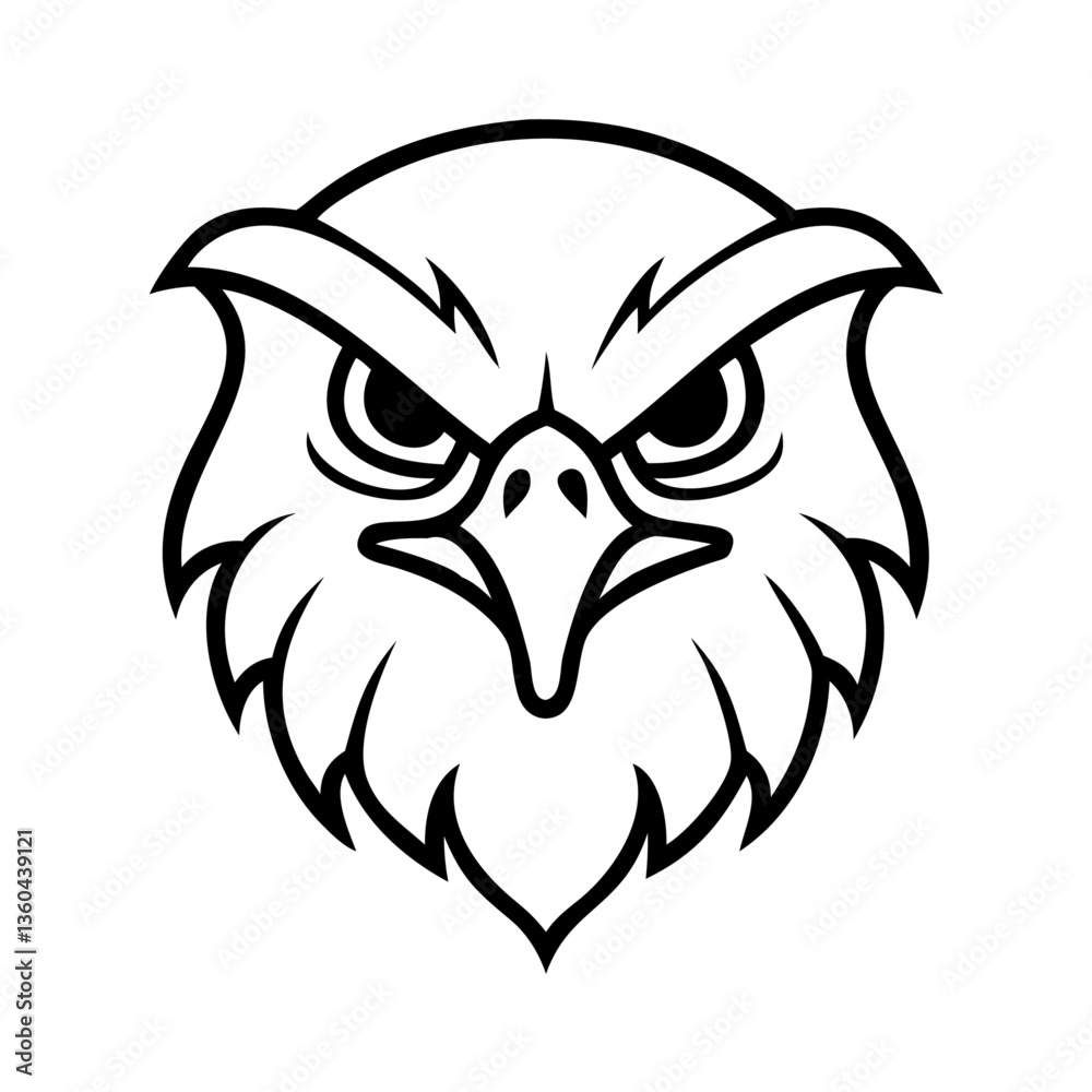 Fototapeta premium Hawk Head Outline with Sharp Beak and Focused Eyes Ideal for Logos Tattoos and Wildlife Designs
