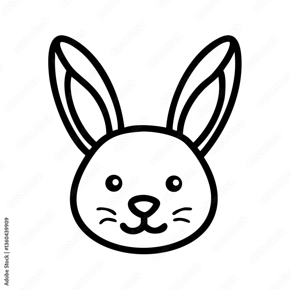 Rabbit Head Outline with Long Ears Slightly Tilted Silhouette Vector Design Rabbit Head Outline with Long Ears Slightly Tilted Silhouette Vector Design