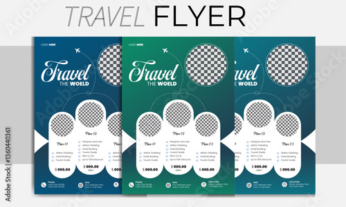Modern Travel Flyer  design and brochure cover page template for travel agency vacation offer discount trip in a4 print ready flyer