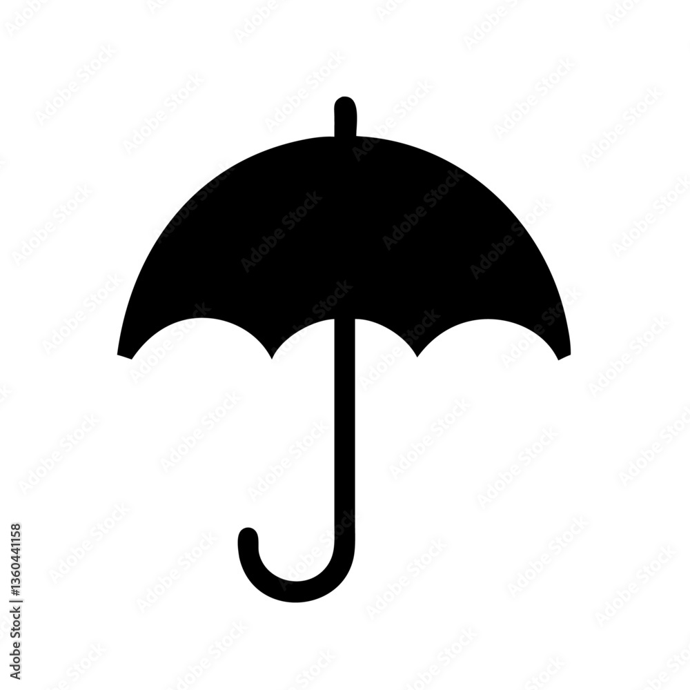 Classic Open Umbrella Simple Canopy Rain Protection Icon Silhouette Vector Design Classic Open Umbrella Simple Canopy Rain Protection Icon Silhouette Vector Design