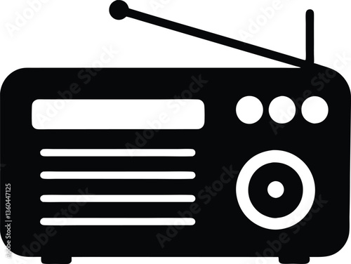 Classic Radio,old Radio black  silhouette  vector