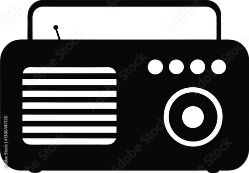 Classic Radio,old Radio black  silhouette  vector