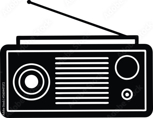 Classic Radio,old Radio black  silhouette  vector