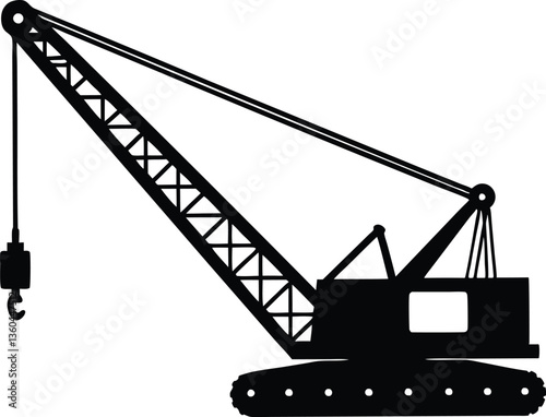 Crawler Crane black simple silhouette,Crane vector illustration