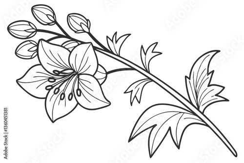 Delphinium Blossom Vector Design – Botanical Clipart