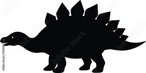 Stegosaurus black simple silhouette,Dinosaur vector illustration