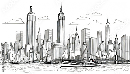 Wallpaper Mural Black and white sketch of New York. Torontodigital.ca