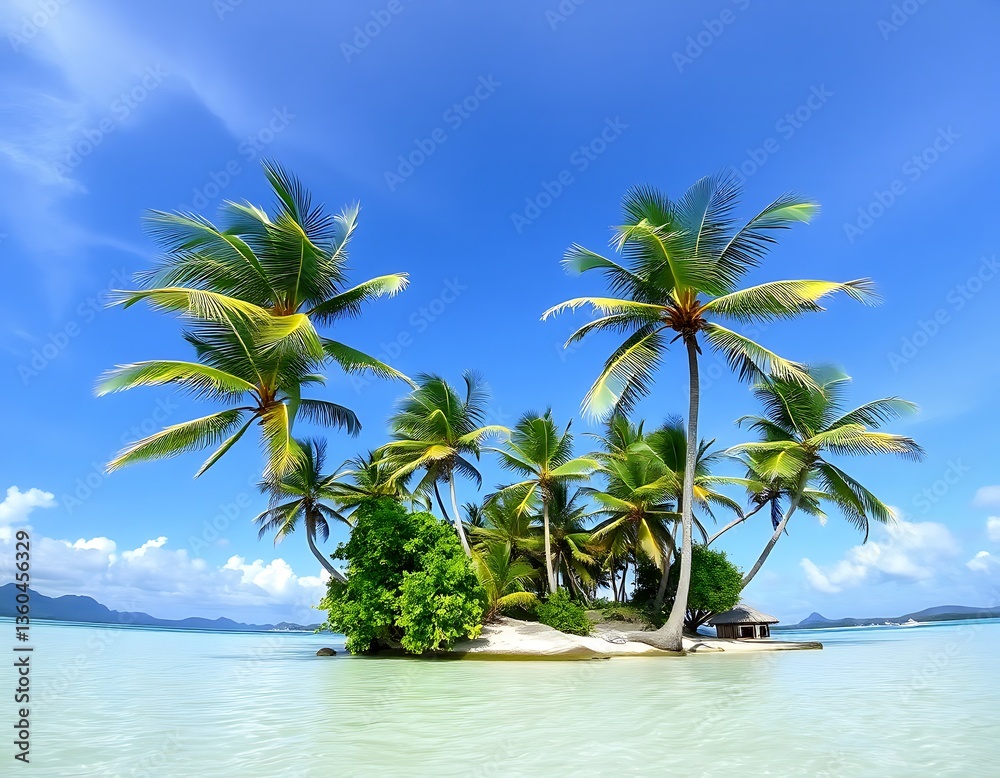Obraz premium Beautiful tropical island with palm trees and turquoise water