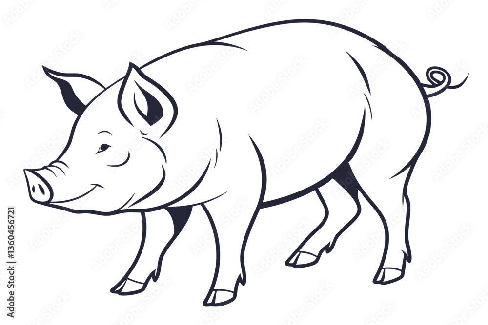 Domestic Pig Vector Illustration – Farm Animal Clipart Domestic Pig Vector Illustration – Farm Animal Clipart