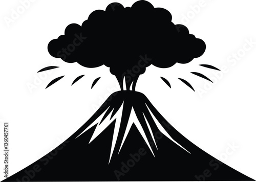 Volcano Eruption silhouette, Magma clipart