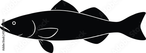 walleye black simple silhouette,walleye fish clipart