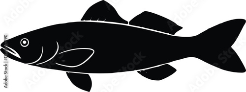 walleye black simple silhouette,walleye fish clipart
