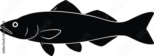 walleye black simple silhouette,walleye fish clipart