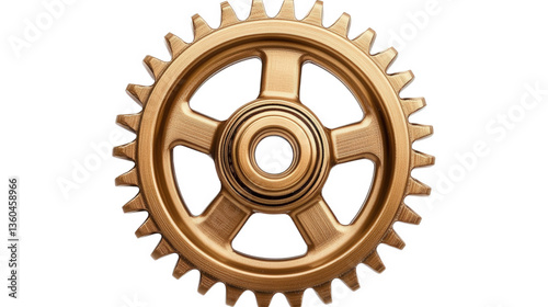 Detailed Close-up of a Golden Gear