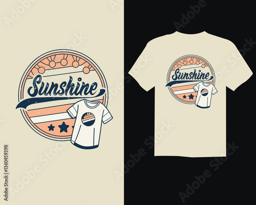 Sunshine Vintage Surfing vector T-shirt Design