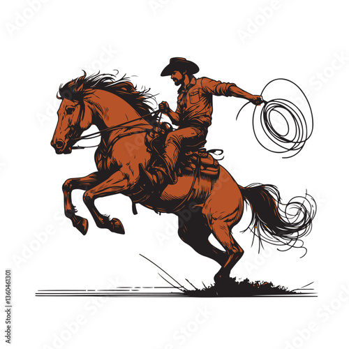 Vector Western Cowboy bucking horse