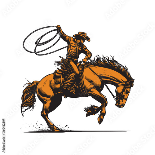 Vector Western Cowboy bucking horse
