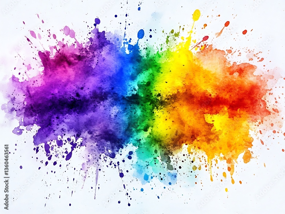 Fototapeta premium Rainbow Ink Splatter Background.