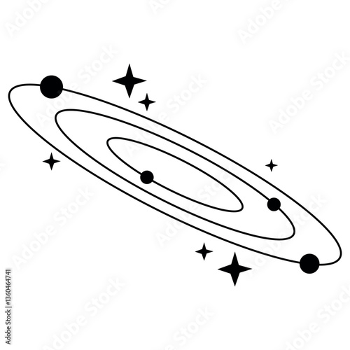 Universe icon vector, universe outline style icon, linear style universe icon vector in trendy flat style illustration isolated on white background.