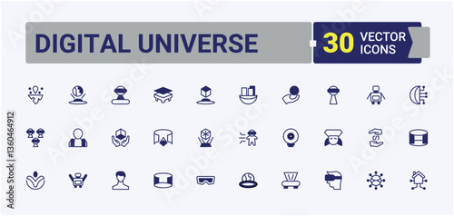 Digital Universe simple icon. Contain linear sign future, simulation, vr, tech, futuristic, reality, digital. Meta Verse related icon set. Minimalist icons pack, Vector line and solid icons.