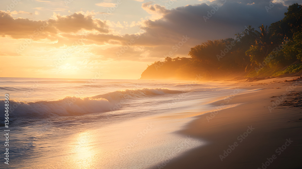 The quiet, peaceful atmosphere of a secluded beach at sunrise, with soft waves and a calm breeze, creates a serene setting for reflection and connection with nature The quiet, peaceful atmosphere of a secluded beach at sunrise, with soft waves and a calm breeze, creates a serene setting for reflection and connection with nature