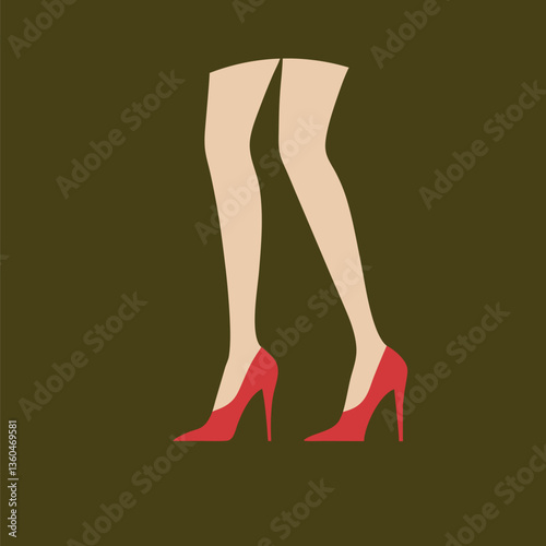 female legs in red shoes