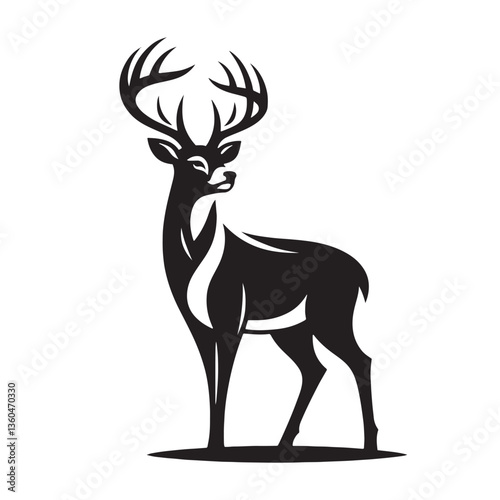 Vector modern stylish whitetail deer standing