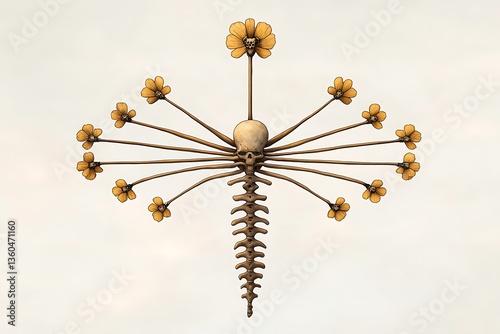 Skull Flower Mandala for ethereal art.