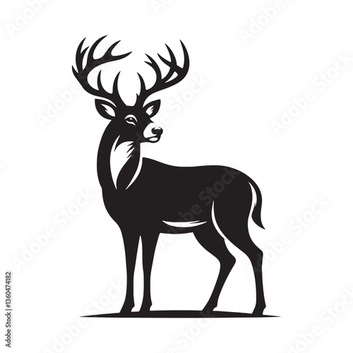Vector modern stylish whitetail deer standing